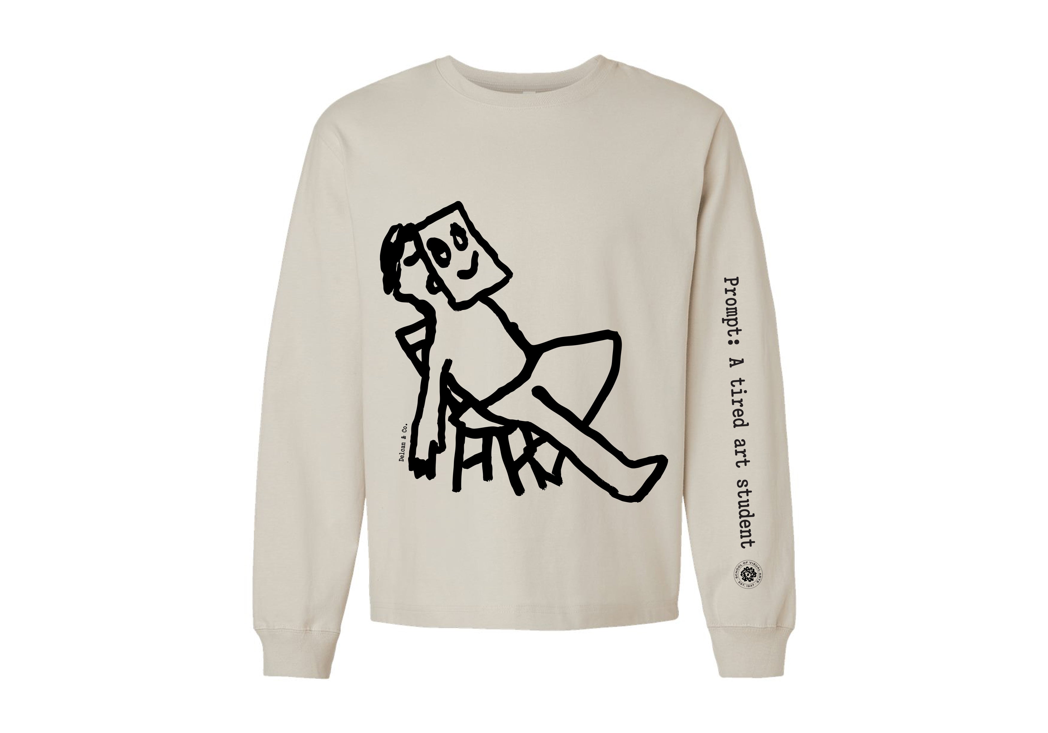 Pablo Delcan's Prompt Brush "Tired Art Student" Long Sleeve T-Shirt