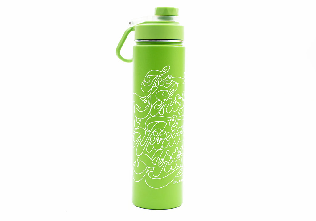 SVA Benguiat Script Logo h2go Conquer Water Bottle (Multiple Colors)