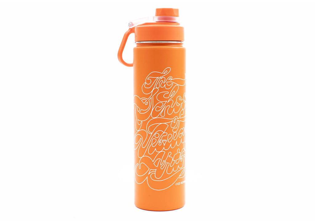 SVA Benguiat Script Logo h2go Conquer Water Bottle (Multiple Colors)