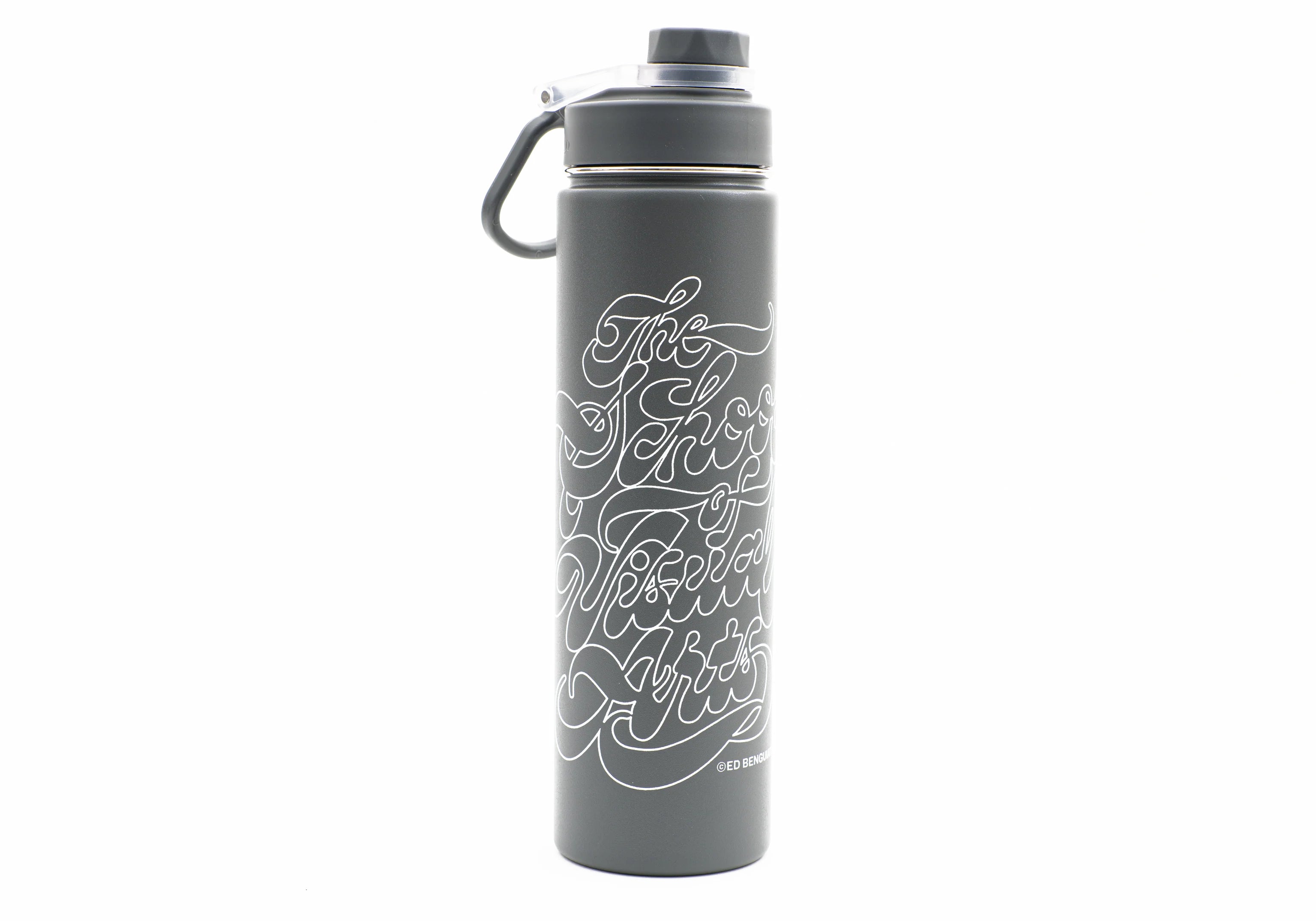 SVA Benguiat Script Logo h2go Conquer Water Bottle (Multiple Colors)
