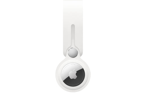 an image with a white background of a white AirTag Loop